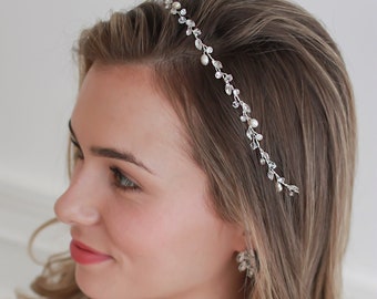 Perlen Hochzeit Haarranke, Süßwasserperle Braut Haarranke, Braut Haarschmuck, Hochzeit Stirnband, Braut Kopfschmuck ~ 3421