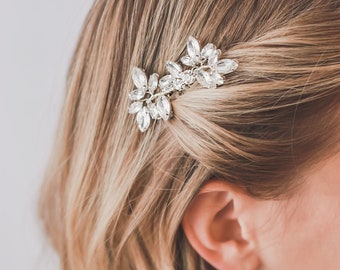 Peine de pelo de novia de cristal, peine de pelo de boda de diamantes de imitación florales, peine de novia floral, peine de pelo de boda pequeño, accesorios para el cabello de novia ~ 2466