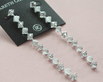 Crystal Dangle Earrings · White Crystal Earrings · Duster Earrings · Silver Duster Earrings · Dangle Earrings · White Crystal Jewelry · 4378