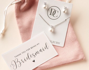 Simple Pearl Bridesmaid Gift Set • Pearl Bridesmaid Jewelry • Minimalist Pearl Bridesmaid Jewelry • Simple Pearl Pendant Jewelry ~1733