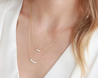 Minimalist Necklace • Necklaces for Women • Gifts for Her • Double Strand Necklace •  Layered Necklace • Dainty Necklace • CZ Necklace ~1756