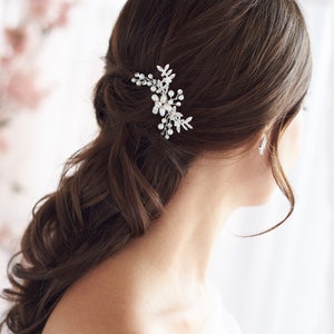 Flower Pearl Bridal Comb Crystal Wedding Comb Floral Pearl image 1