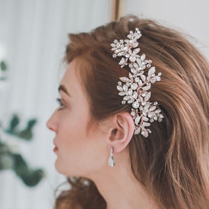 Vintage Silver Crystal Flower Swirl Bridal Wedding Headpiece Hair Clip Accessory 