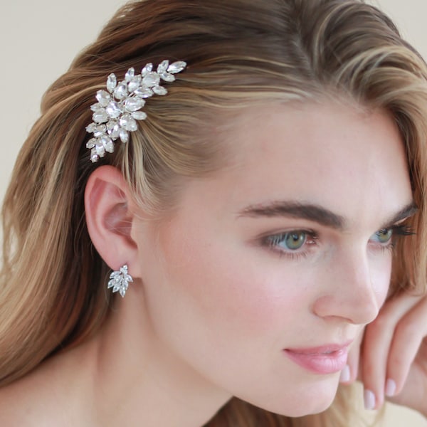 Crystal Bridal Hair Comb, Floral Rhinestone Wedding Hair Comb, Floral Bridal Comb, Small Wedding Hair Comb, Bridal Hair Accessories ~2497