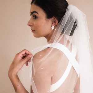 Cathedral Wedding Veil, Scattered Pearl Bridal Veil, Scattered Pearl Wedding Veil, Cathedral Wedding Veil, Ivory Veil, Fingertip Veil 5102 image 1