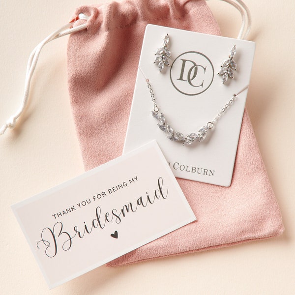 Bridesmaid Gift Set • Bridesmaid Jewelry Set • Silver Bridesmaid Pendant Set • Bridesmaid Gift • MOH Gift • Bridal Party Jewelry Set ~1742