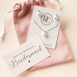 Simple Pearl Bridesmaid Gift Set Pearl Bridesmaid Jewelry Minimalist Pearl Bridesmaid Jewelry Simple Pearl Pendant Jewelry 1733 image 1