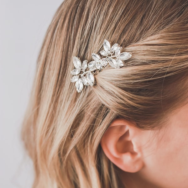 Crystal Bridal Hair Comb, Floral Rhinestone Wedding Hair Comb, Floral Bridal Comb, Small Wedding Hair Comb, Bridal Hair Accessories ~2466