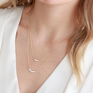 Minimalist Necklace Necklaces for Women Gifts for Her Double Strand Necklace Layered Necklace Dainty Necklace CZ Necklace 1756 image 1