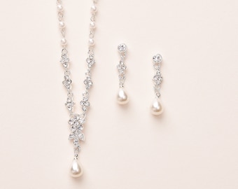 Gioielli da sposa con perle, Gioielli da sposa con perle, Set di gioielli con perle, Gioielli da damigella d'onore con perle, Regalo da damigella d'onore con perle, Set di gioielli per la sposa ~JS-1691