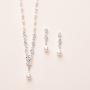 Pearl Wedding Jewelry, Pearl Bridal Jewelry, Pearl Jewelry Set, Pearl Bridesmaid Jewelry, Pearl Bridesmaid Gift, Bride Jewelry Set JS-1691 zdjęcie 1