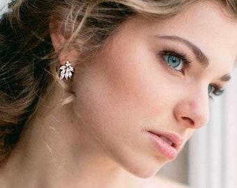 Silver Bridal Earrings, CZ Bridal Earrings, Stud Earrings, Wedding Earrings,Bridesmaid Earrings, Wedding Jewelry,Bridal Jewelry ~JE-7057