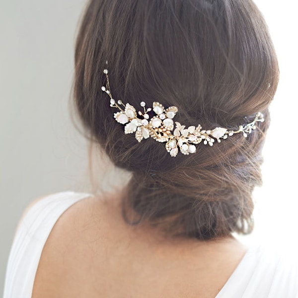 Bridal Hair Vine, Pearl Wedding Headpiece, Bridal Hair Accessory, Wedding Hair Vine, Bridal Headpiece, Wedding Hair Accessory, Bridal~3359