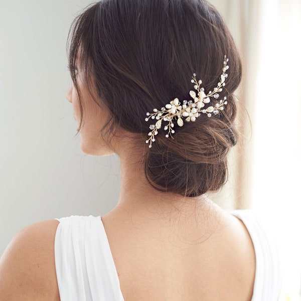 Kristall Braut Haarkamm, Perle Hochzeit Haarkamm, Brautkamm, Perlen Haarkamm, Haarkamm für Hochzeit, Braut Haarteil, Haarschmuck ~2051