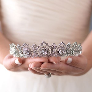 Vintage Bridal Tiara, Bridal Hair Accessory, Royal Bridal Crown, Rhinestone Wedding Crown, Antique Wedding Tiara, Bridal Headpiece TI-3286 image 2