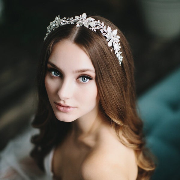 Crystal Bridal Headpiece • Crystal Wedding Headpiece • Floral Headpiece • Crystal Headband • Hair Accessory • Bridal Headpiece • 3444