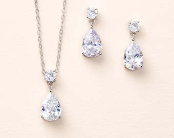 Bridal Jewelry Set • Cubic Zirconia Wedding Jewelry Set • Wedding Jewelry • Sparkling Bridesmaid Jewelry • Silver Bridal Jewelry Set • 1781