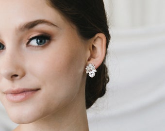Bridal Stud Earrings · Crystal Wedding Earrings · Crystal Cluster Stud Earrings · Crystal Bridal Earrings · Silver Crystal Studs · 4439