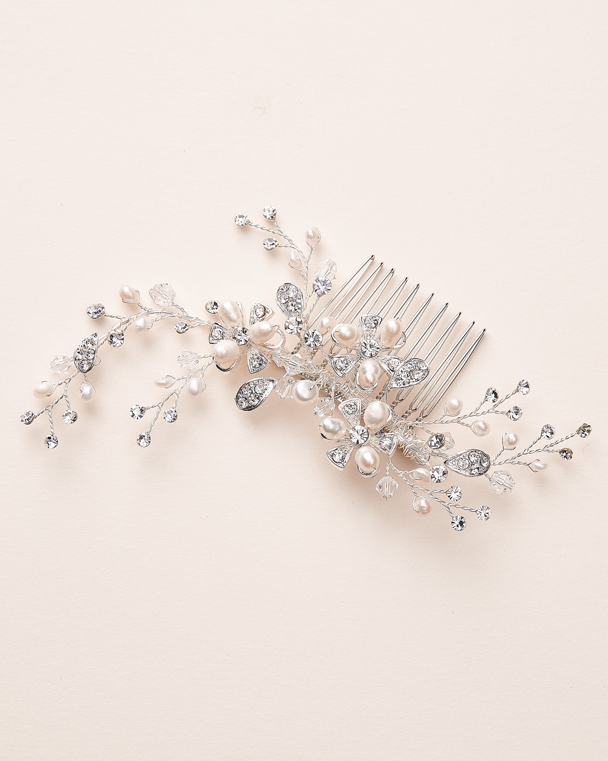Zinnia Bridal Hair Comb with Full Pavé Crystal and Art-deco Detailing
