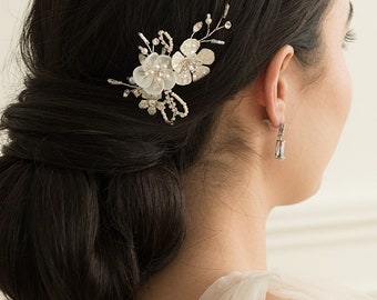 Floral Crystal & Pearl Clip • Crystal Wedding lip • Bridal Hair Comb • Floral Hair Clip • Pearl Hair Clip • Floral Hair Clip • 2506