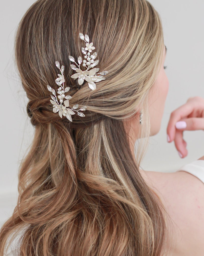 Floral Wedding Hair Pin, Bridal Hair Pin, Floral Bridal Hair Pin, Wedding Hair Pins, Bridal Hair Pin, Wedding Hair Pin, Bridal Pins2855 image 3