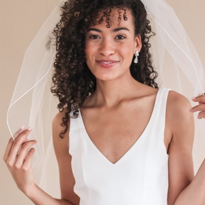 Pencil Edge Bridal Veil • Bridal Wedding Veil • Light Ivory Wedding Veil • Light Ivory Veil • Wedding Veil • Fingertip Veil • VB-422