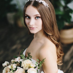 Crystal Bridal Headband Floral Bridal Hairpiece Wedding Headband Wedding Hair Accessory Crystal Headpiece Floral Headband 3445 image 4