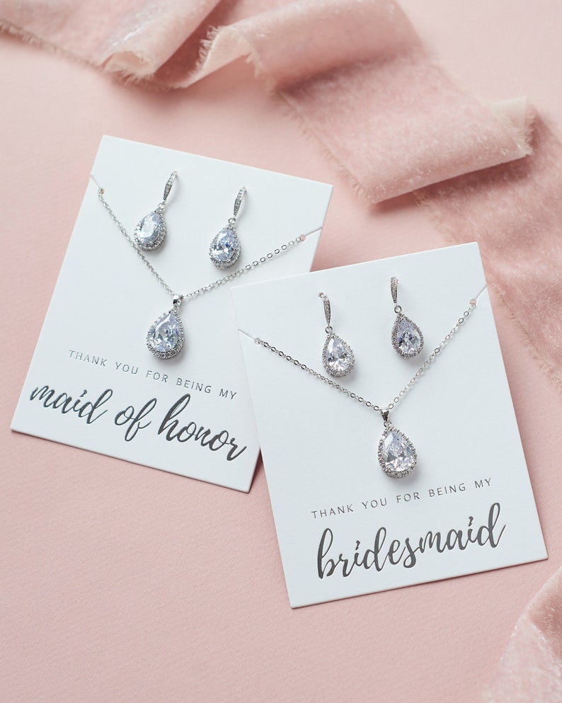 Bridesmaid Jewelry Set CZ Bridesmaid Jewelry Bridesmaid Etsy