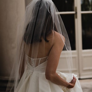 Bridal Veil, Cut Edge Veil, Simple Wedding Veil, Veil for Bride, Wedding Veil, Ivory Veil, White Veil, Veil for Wedding, Simple Veil,VB-5090 image 4