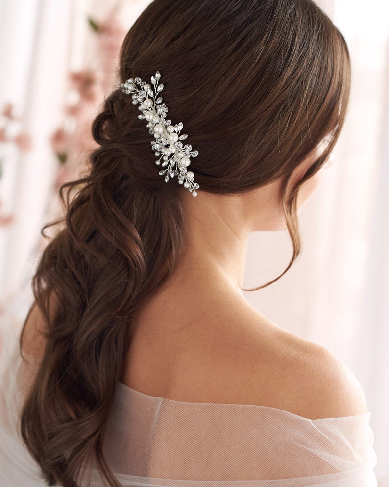 Pearl Bridal Comb Floral Wedding Comb Bridal Hair Comb Etsy UK