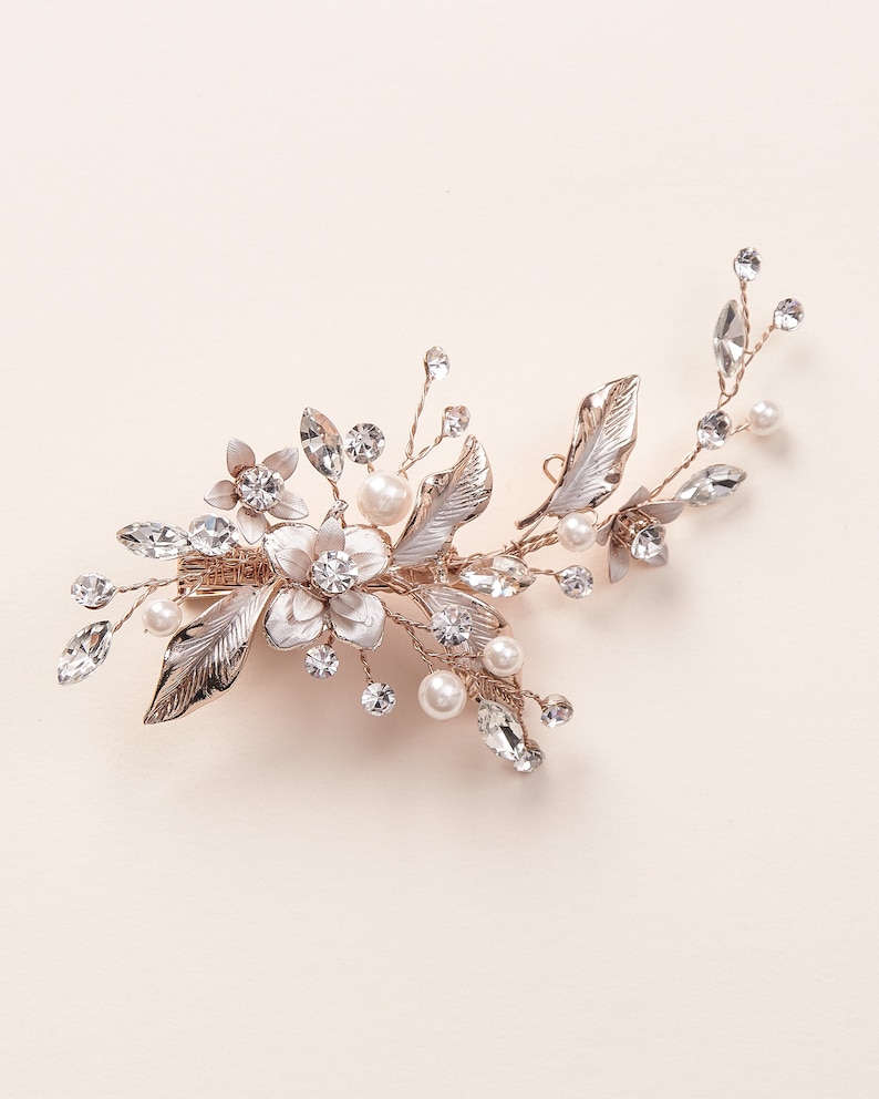 Wedding Hair Clip Bridal Hair Clip Pearl & Floral Bridal image 8