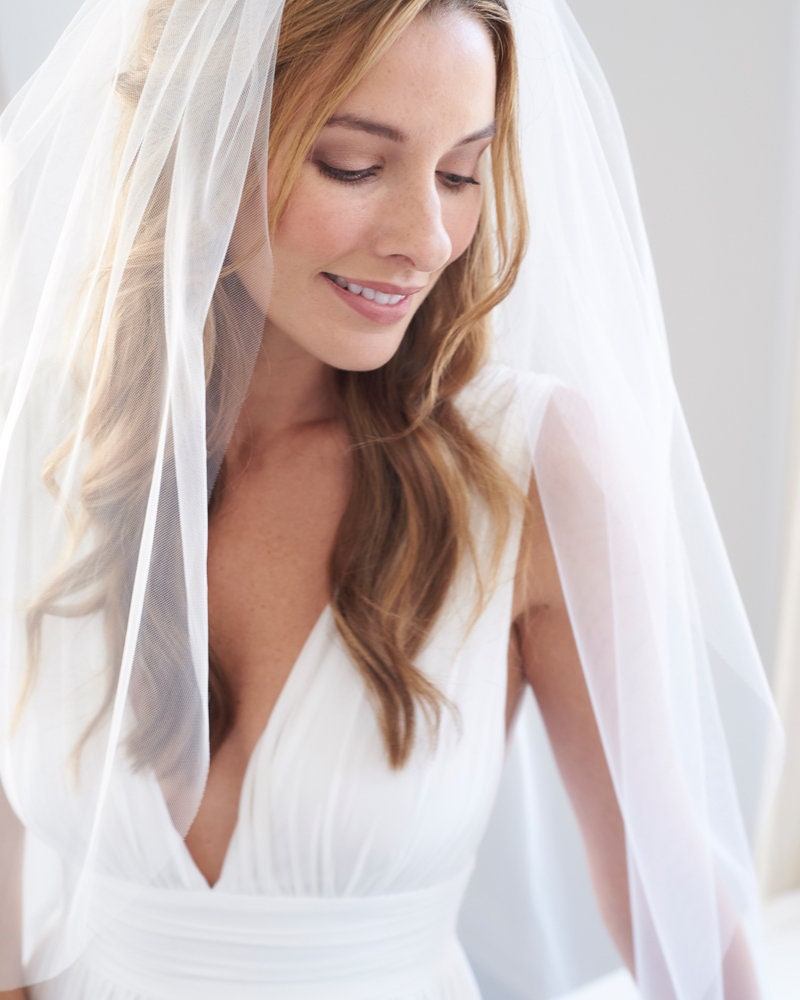 3v Bridal 1t Ivory Waist Length Tulle Satin Edged Wedding Veil w/ Comb 