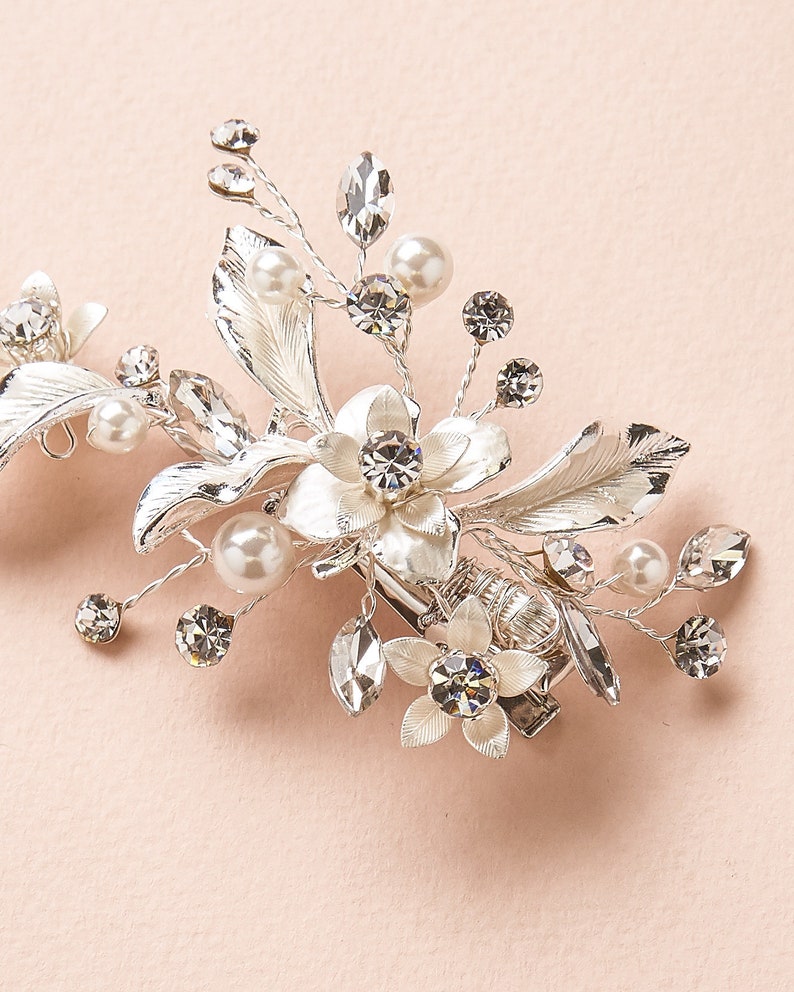 Wedding Hair Clip Bridal Hair Clip Pearl & Floral Bridal image 4