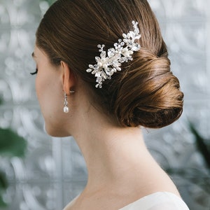 Floral Bridal Comb, Pearl & Crystal Wedding Comb, Bridal Comb, Freshwater Pearl Comb, Wedding Comb, Floral Bridal Hair Comb, Weddings2453 image 2