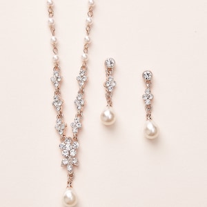 Pearl Wedding Jewelry, Pearl Bridal Jewelry, Pearl Jewelry Set, Pearl Bridesmaid Jewelry, Pearl Bridesmaid Gift, Bride Jewelry Set JS-1691 zdjęcie 3