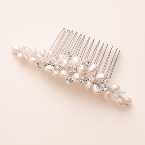 Freshwater Pearl Bridal Comb, Silver Wedding Comb, Freshwater Pearl Bridal Hair Comb, Pearl Wedding Hair Comb, Crystal & Pearl Comb2331 image 2