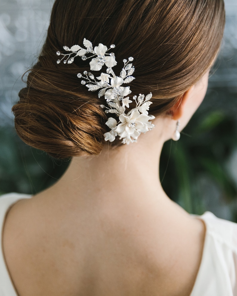 Ivory Floral Hair Clip, Bridal Hair Accessory, Bridal Hair Clip, Floral Bridal Clip, Wedding Headpiece, Bridal Hair Piece, Hair Clip 2274 image 4