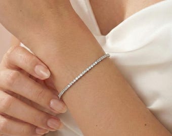 CZ Tennis Bracelet • Cubic Zirconia Bracelet for Bride • Dainty CZ Tennis Bracelet • Silver or Gold Tennis Bracelet • 4939
