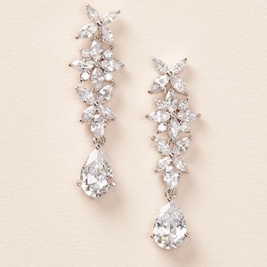 Bridal Statement Earrings •  Wedding Drop Earrings • Bridal Dangle Earrings • Dangle Wedding Earrings • CZ Statement Earrings • 4501