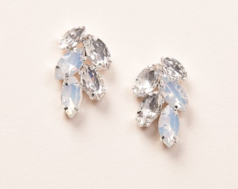 Crystal & Opal Wedding Earrings, Crystal Opal Bridal Earrings, Floral Crystal Bridal Earrings, Crystal Wedding Earrings ~4197