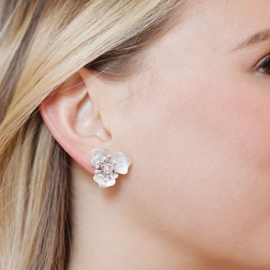 Floral Bridal Stud Earrings Floral Wedding Earrings Flower Stud Earrings Floral Studs Crystal Floral Studs Wedding Studs 4198 image 4