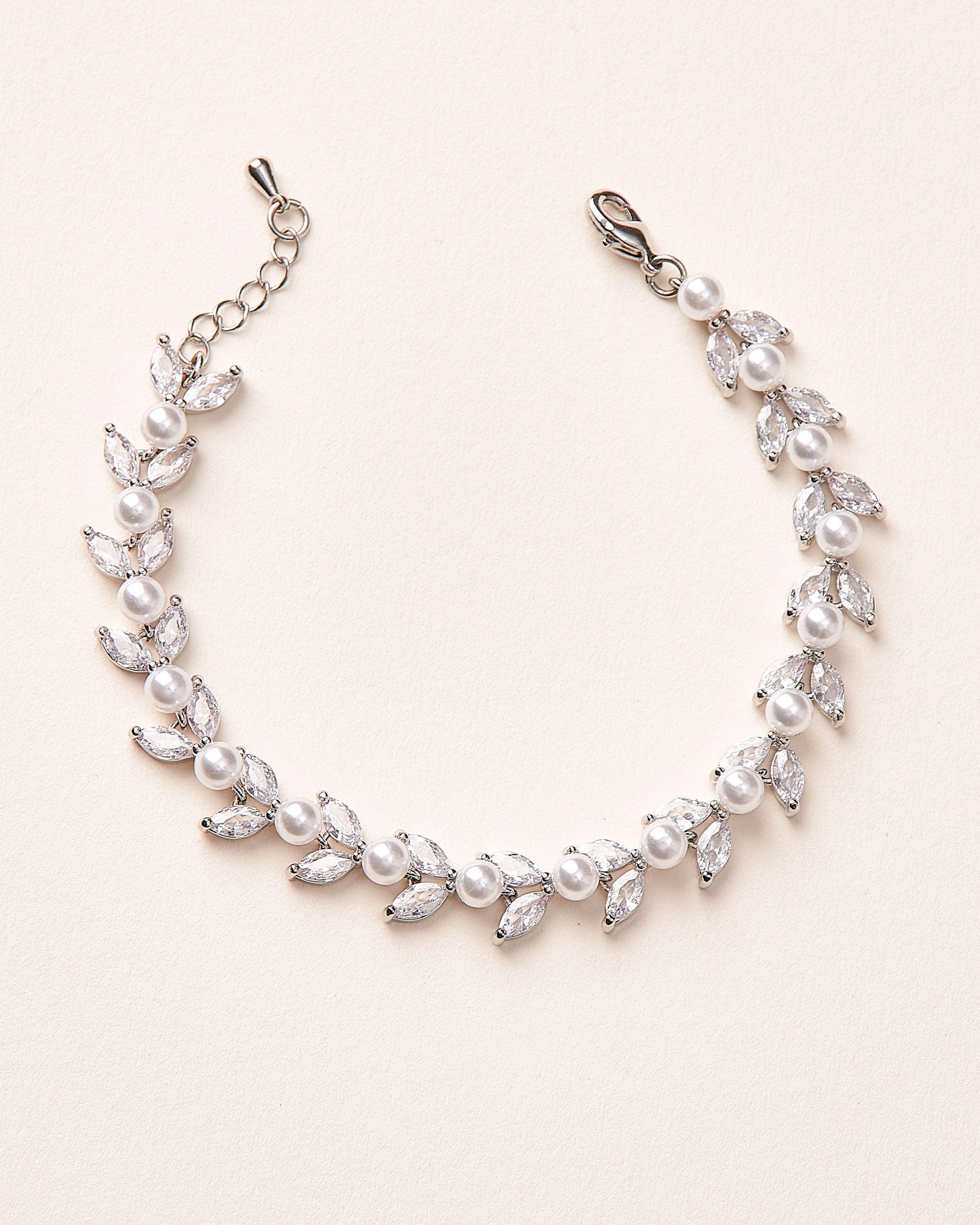 Pearl Wedding Bracelet CZ Bridal 