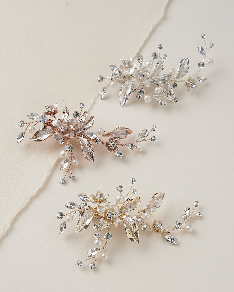 Wedding Hair Clip Bridal Hair Clip Pearl & Floral Bridal image 9