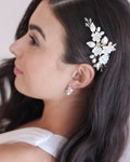 Silver or Gold Floral Freshwater Pearl and Crystal Bridal Hair Comb • Wedding Hair Accessory • 2476