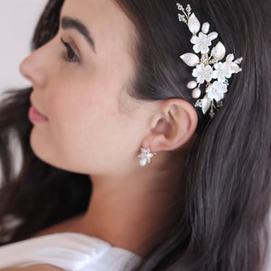 Bridal Comb • Pearl & Crystal Wedding Comb • Floral Bridal Comb • Freshwater Pearl Comb • Small Wedding Comb • Floral Bridal Hair Comb •2476