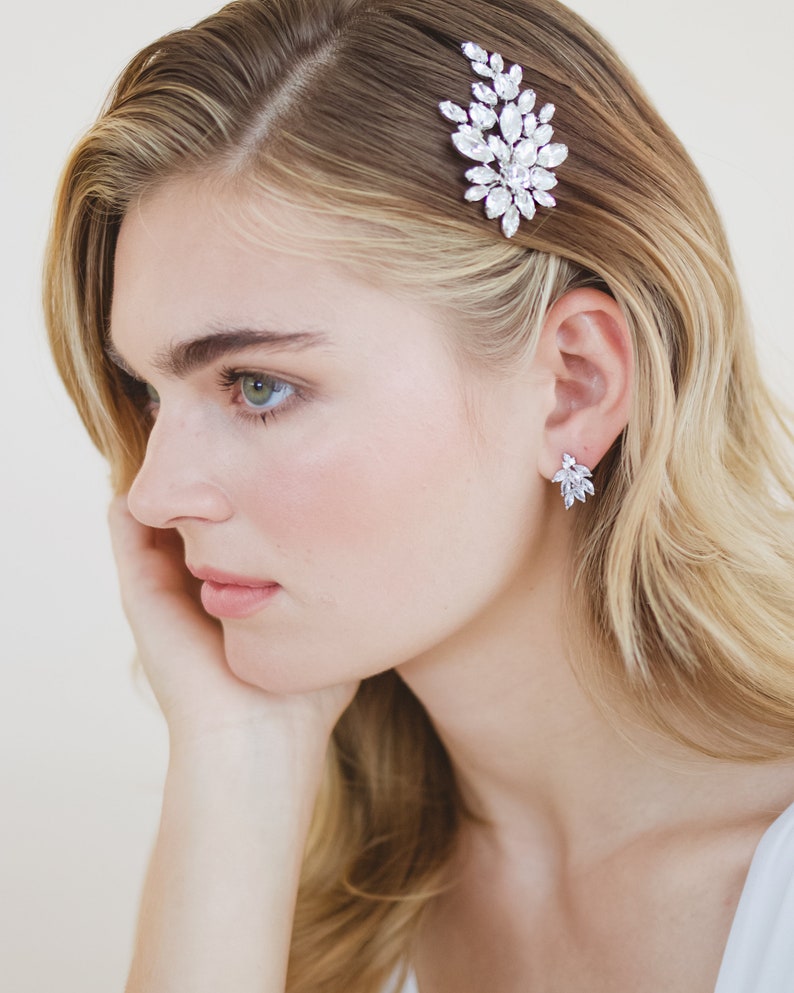 Crystal Bridal Hair Comb Floral Rhinestone Wedding Hair Comb Etsy