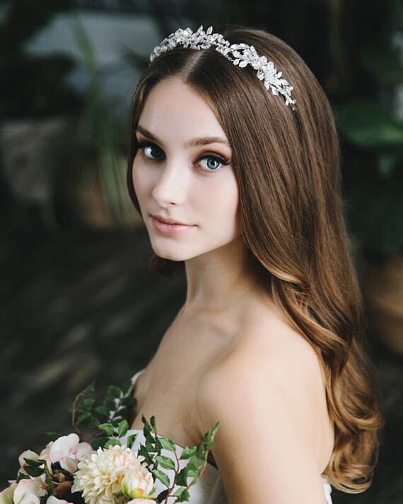 Crystal Bridal Headband • Floral Bridal Hairpiece • Wedding  display picture 1