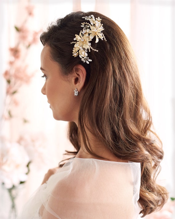 rose gold hair clip wedding