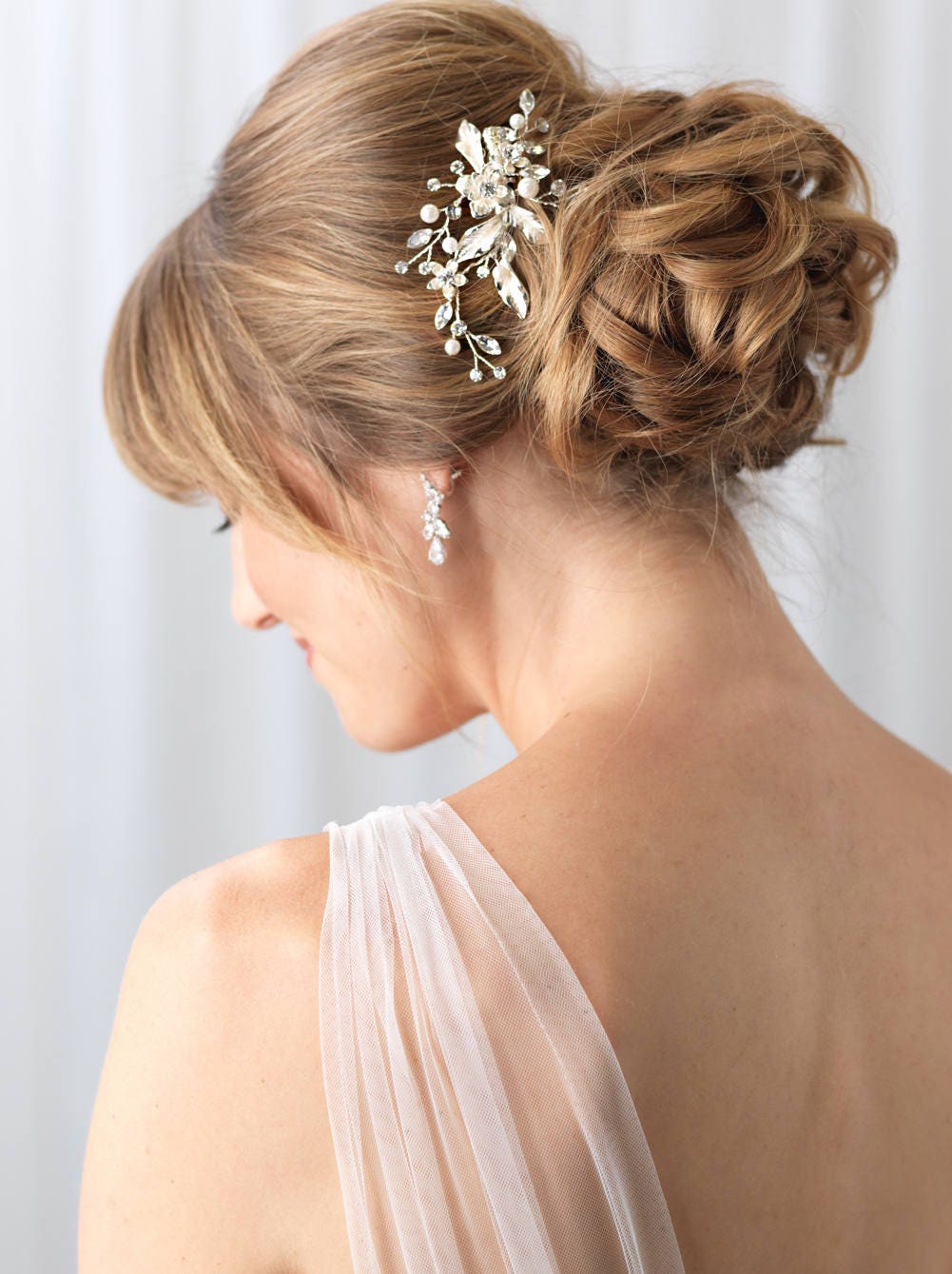 Edary - Fermaglio per capelli da sposa con fiori dorati, foglie e strass,  accessorio per capelli da sposa, per donne e ragazze : : Bellezza