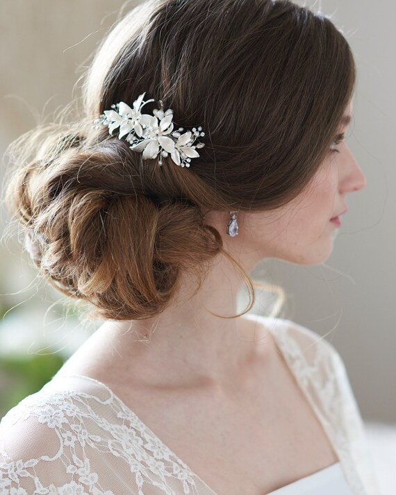 Freshwater Pearl Bridal Hair Clip Rhinestone Hair Clip Etsy